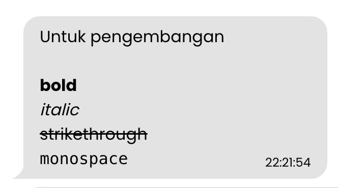 Screenshot pesan setelah kami menerapkan RegEx formatting