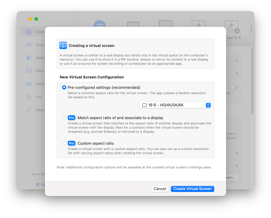 New Virtual Screen Prompt