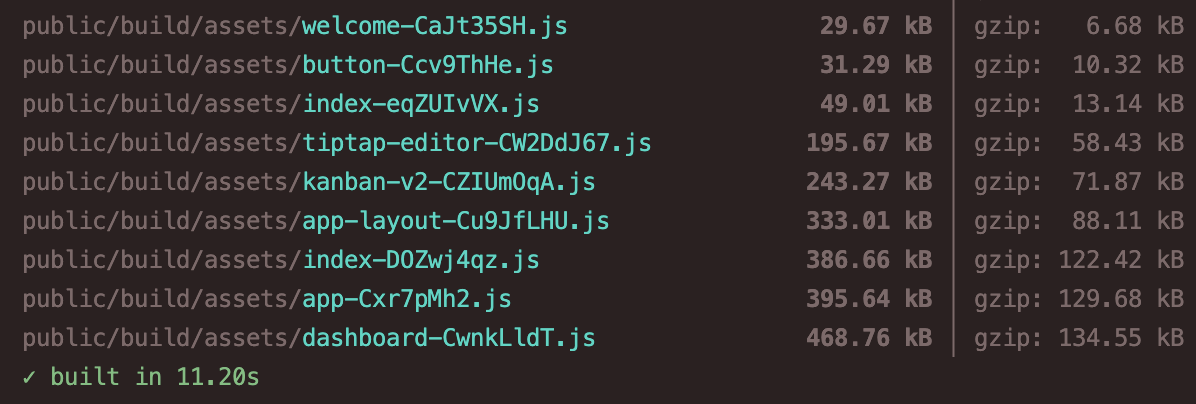 MBP M4 Pro build time screenshot, 11.20s
